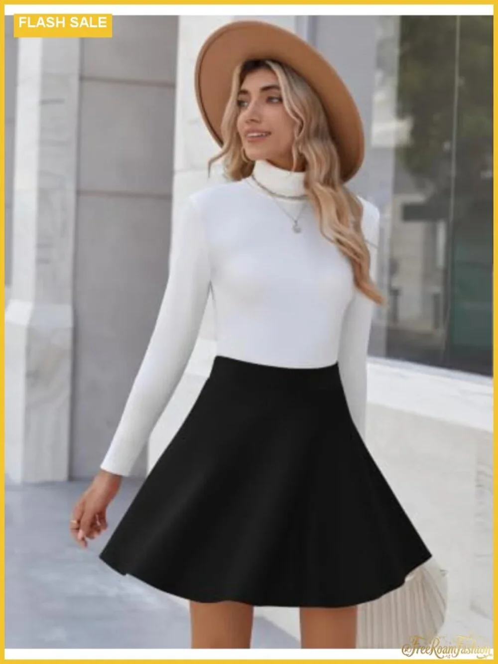 Zeagoo Women's Mini Skater Skirt Stretch High Waist A-Line Party Club